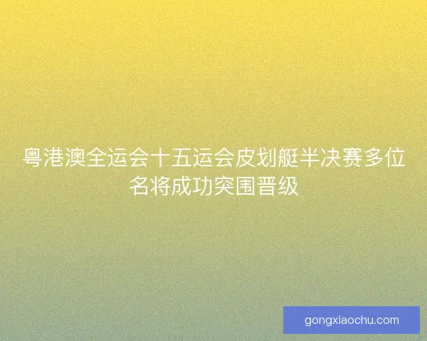 粤港澳全运会十五运会皮划艇半决赛多位名将成功突围晋级